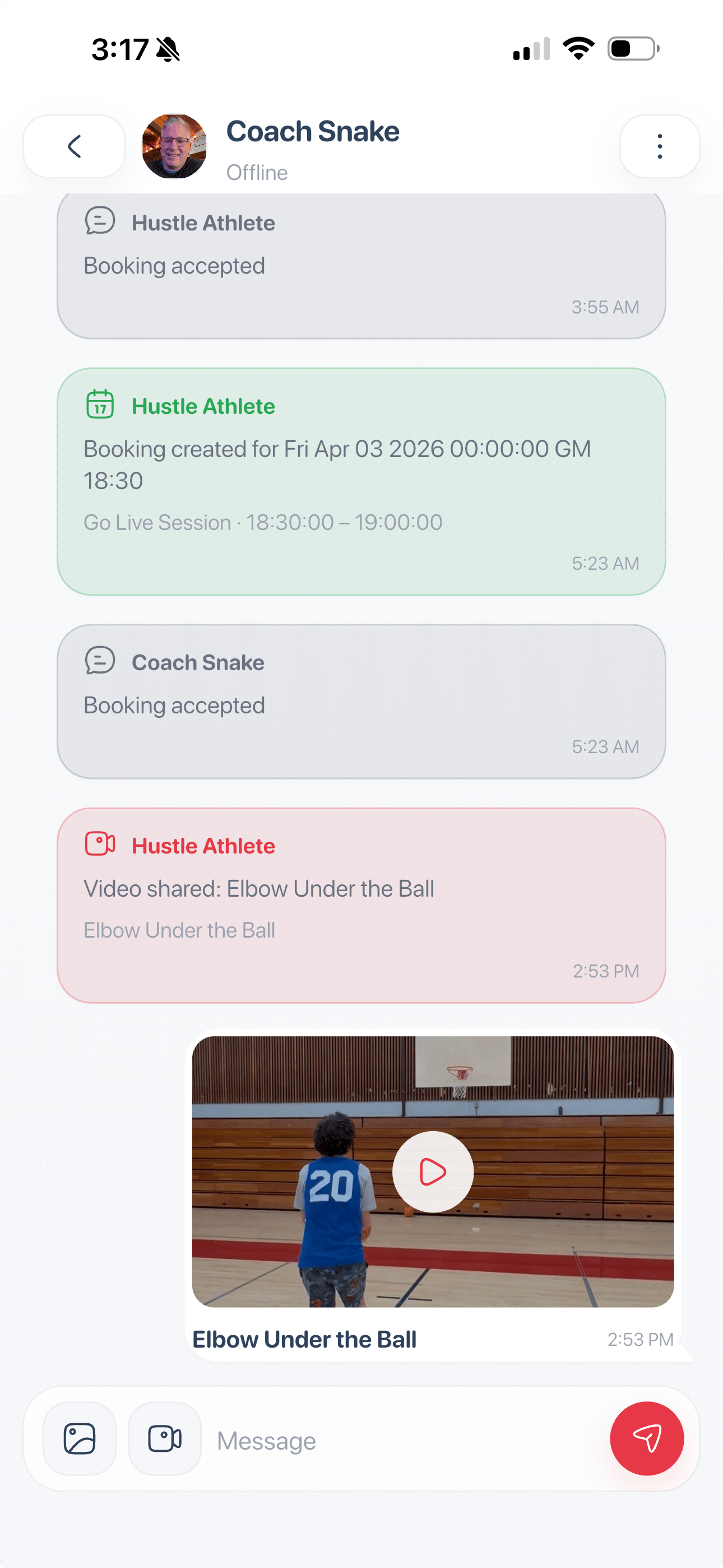 Shows the Trainer Athlete Audit log the parent can use to monitor interactions